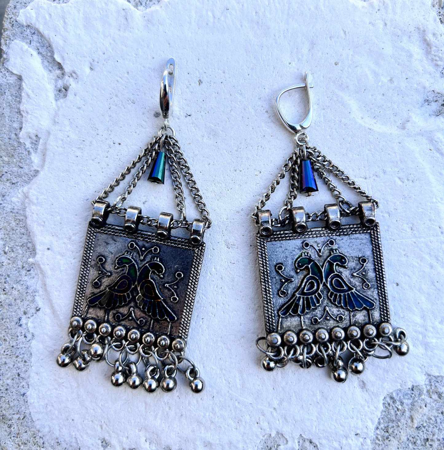 Le Baiser du Paon - Boucles d'oreilles lourdes - Refashion